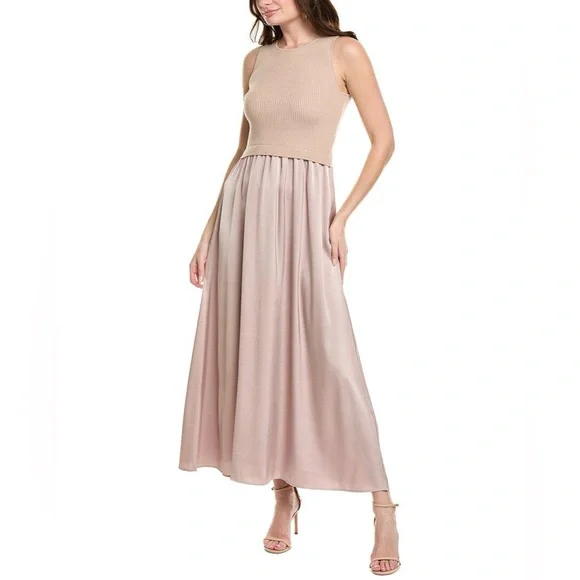 Taylor | Dresses | Taylor Ribbed Knit Satin Midi Dress In Rich Brown M |  Poshmark